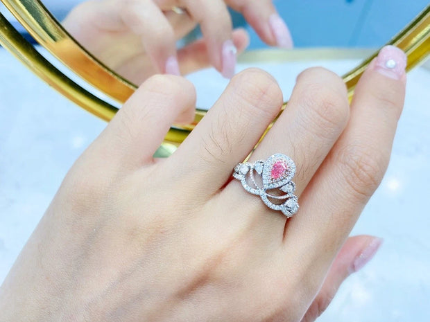 Elegant 14K White Gold Pink Lab Grown Diamond Ring 0.69 CT Sparkle