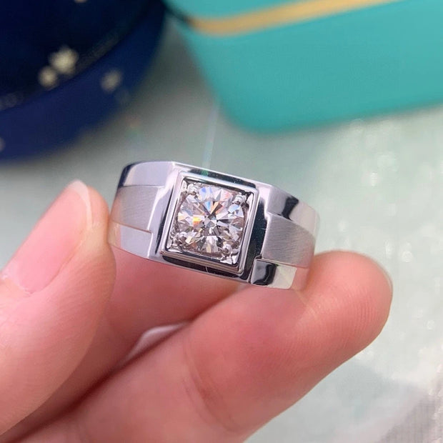 Bold 1.00 CTW Lab-Grown Diamond Men’s Ring in Heavy 14K White Gold