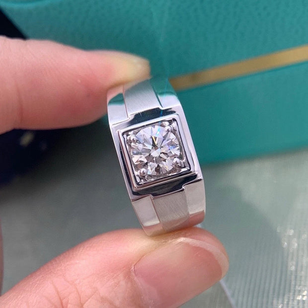 Bold 1.00 CTW Lab-Grown Diamond Men’s Ring in Heavy 14K White Gold