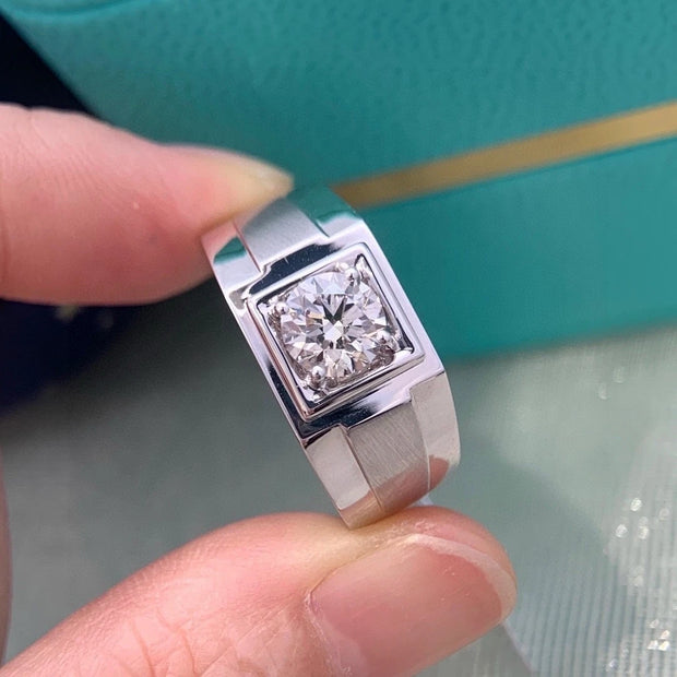 Bold 1.00 CTW Lab-Grown Diamond Men’s Ring in Heavy 14K White Gold