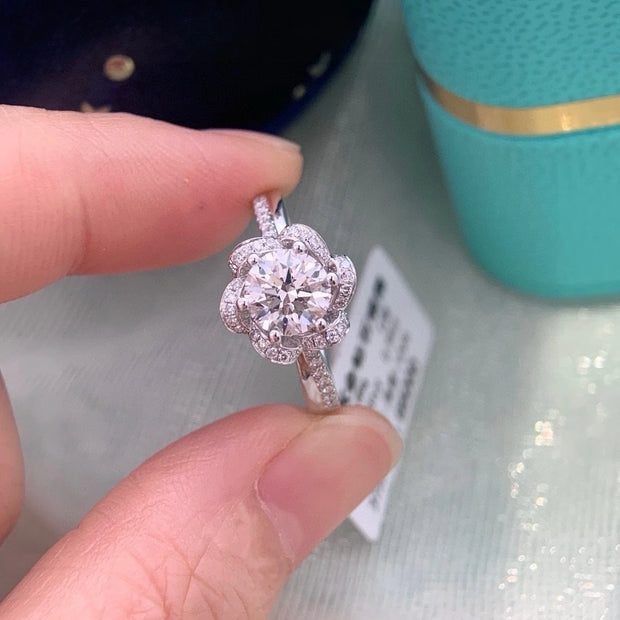 Blooming Halo 1.36 CTW Lab-Grown Diamond Ring in 14K White Gold