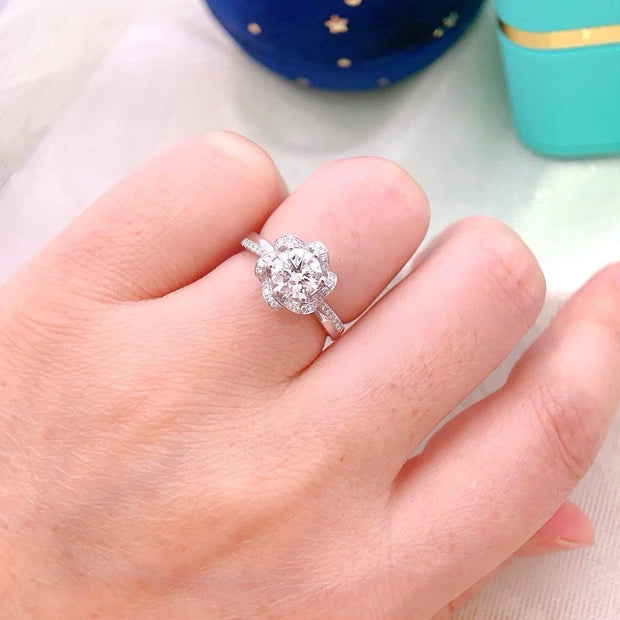 Blooming Halo 1.36 CTW Lab-Grown Diamond Ring in 14K White Gold