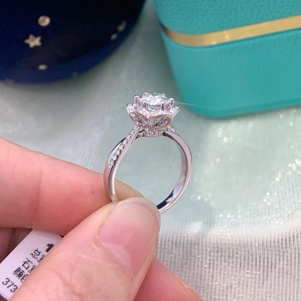 Blooming Halo 1.36 CTW Lab-Grown Diamond Ring in 14K White Gold