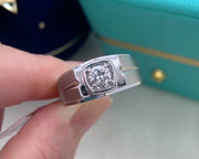 Luxury 0.53 ct Lab-Grown Diamond Men’s Ring – D–E, VS1–VVS2, 14K White Gold