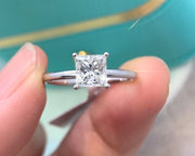 Modern Luxury Style 14k White Gold 1.01 CTW Lab-Grown Princess Cut Diamond Ring