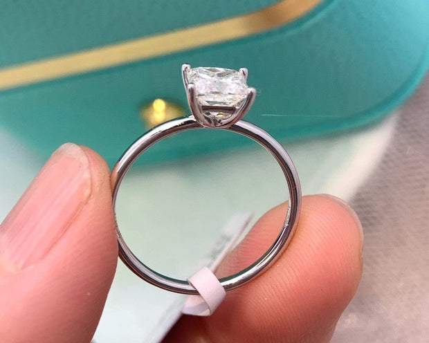 Modern Luxury Style 14k White Gold 1.01 CTW Lab-Grown Princess Cut Diamond Ring
