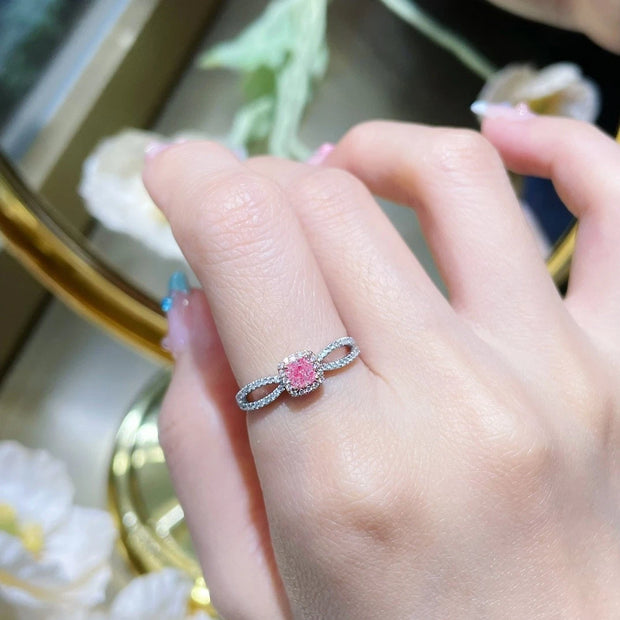 Classic Fancy Vivid Pink Lab-Grown Diamond Ring 0.53 CT 14K White Gold