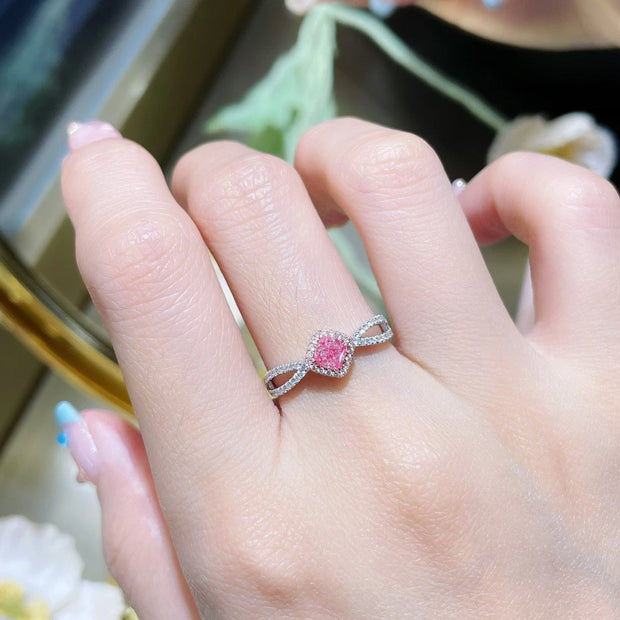 Classic Fancy Vivid Pink Lab-Grown Diamond Ring 0.60 CT 14K White Gold