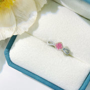 Classic Fancy Vivid Pink Lab-Grown Diamond Ring 0.60 CT 14K White Gold