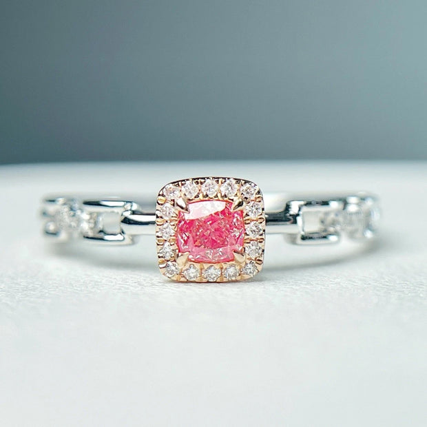 Elegant Fancy Vivid Pink Lab-Grown Diamond Ring 0.27 CTW 14K White Gold