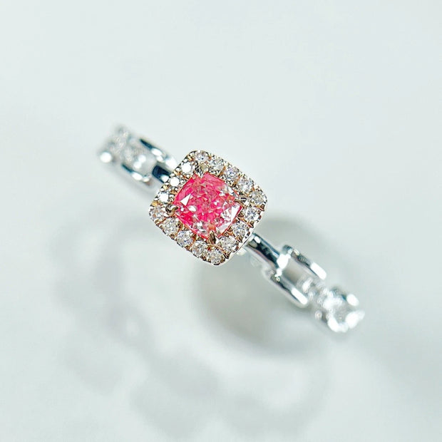 Elegant Fancy Vivid Pink Lab-Grown Diamond Ring 0.27 CTW 14K White Gold