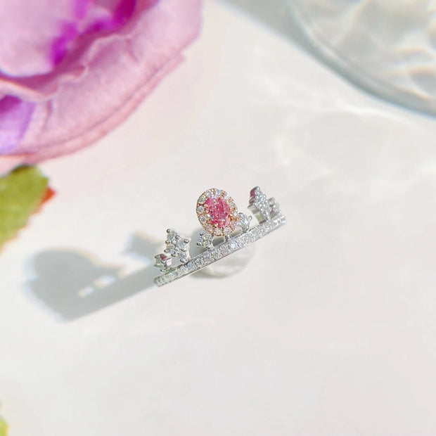 Chic Fancy Vivid Pink Lab-Grown Diamond Ring 0.53 CT 14K White Gold