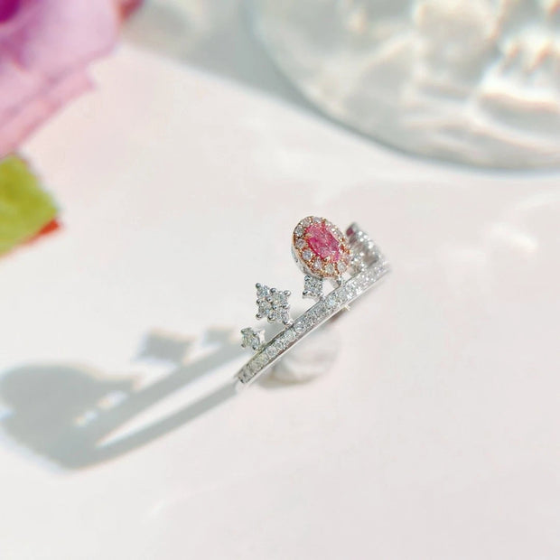 Chic Fancy Vivid Pink Lab-Grown Diamond Ring 0.53 CT 14K White Gold