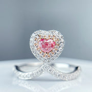 Elegant Fancy Vivid Pink Lab-Grown Heart Diamond Ring 0.46 CT 14K White Gold
