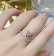 Elegant Fancy Vivid Pink Lab-Grown Heart Diamond Ring 0.46 CT 14K White Gold