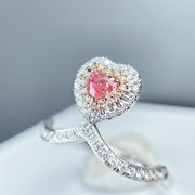 Elegant Fancy Vivid Pink Lab-Grown Heart Diamond Ring 0.46 CT 14K White Gold