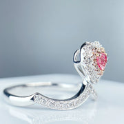 Elegant Fancy Vivid Pink Lab-Grown Heart Diamond Ring 0.46 CT 14K White Gold