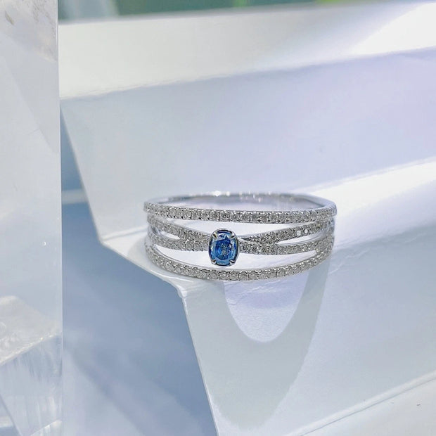 Fancy Intense Blue Diamond Ring 0.31 CTW Round-Cut 14K White Gold