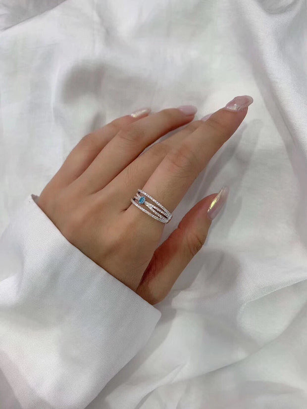 Fancy Intense Blue Diamond Ring 0.31 CTW Round-Cut 14K White Gold