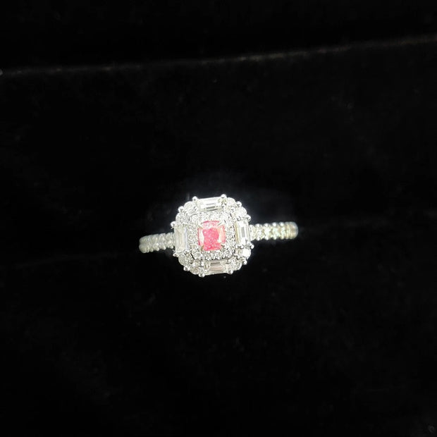 Blooming Elegance Fancy Intense Pink Diamond Ring 0.57 CT 14K White Gold