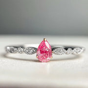 Regal Lab Grown Oval Fancy Intense Pink Diamond Ring – 0.59 CTW, 14K White Gold