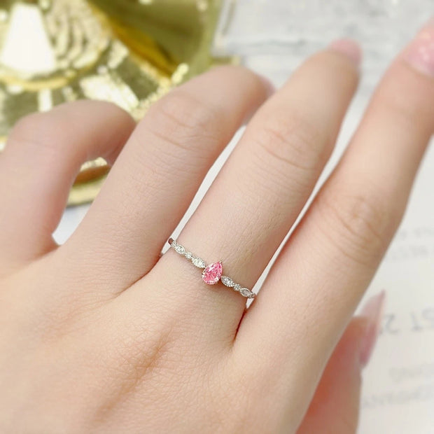Regal Lab Grown Oval Fancy Intense Pink Diamond Ring – 0.59 CTW, 14K White Gold