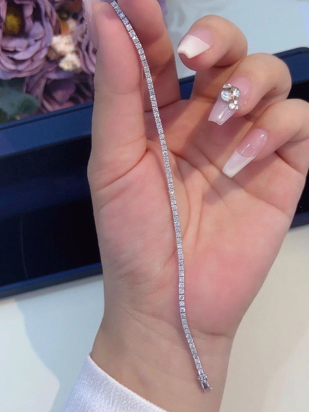 2.09 CT 14K White Gold D-E VS-VVS2 Diamond Tennis Bracelet Four-Prong INS Style