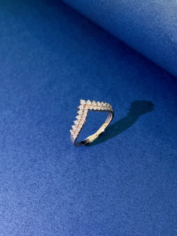 Royal Radiance V-Shaped Diamond Crown Ring – 0.36 CTW