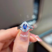 Luxury 14K White Gold Ring with Lab Grown Fancy Blue Diamonds 0.75 CT