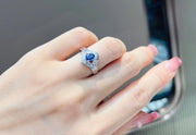 Luxury 14K White Gold Ring with Lab Grown Fancy Blue Diamonds 0.75 CT