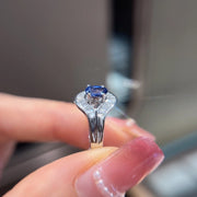Luxury 14K White Gold Ring with Lab Grown Fancy Blue Diamonds 0.75 CT