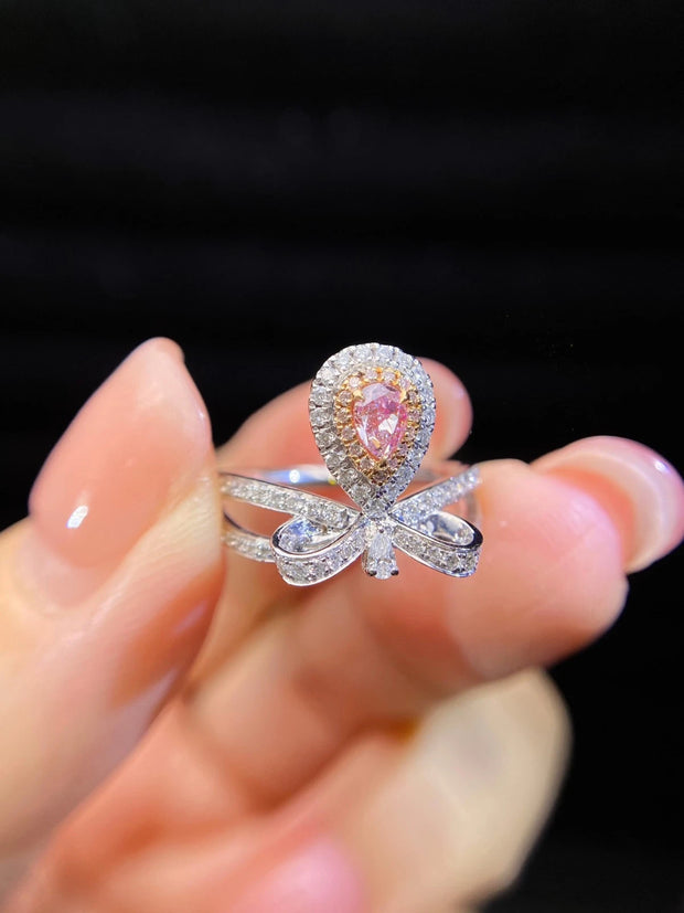 Sweet Glow Lab-Grown Fancy Vivid Pink Diamond Ring 0.72 CT 14K White Gold