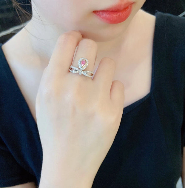 Sweet Glow Lab-Grown Fancy Vivid Pink Diamond Ring 0.72 CT 14K White Gold