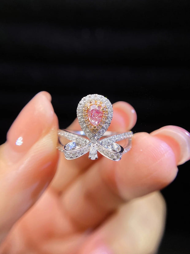 Sweet Glow Lab-Grown Fancy Vivid Pink Diamond Ring 0.72 CT 14K White Gold