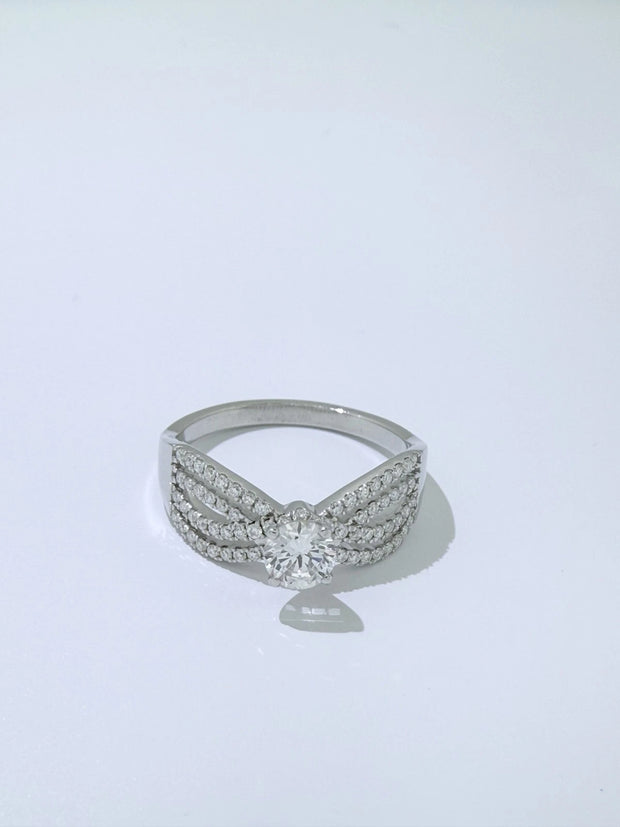 Pure Brilliance Lab-Grown Round Diamond Bow Ring 1.80 CT 14K White Gold