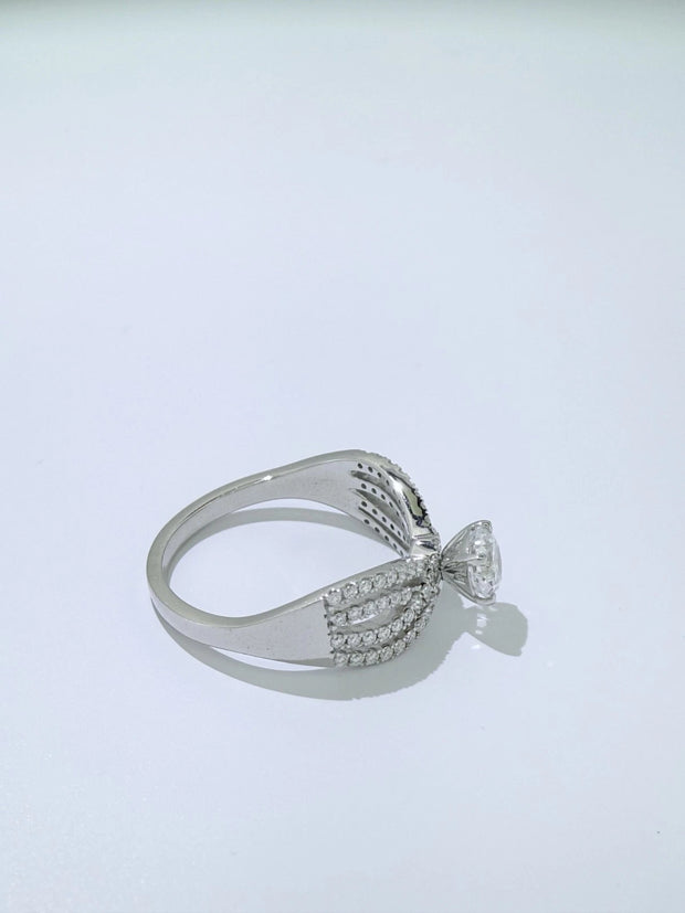 Pure Brilliance Lab-Grown Round Diamond Bow Ring 1.80 CT 14K White Gold