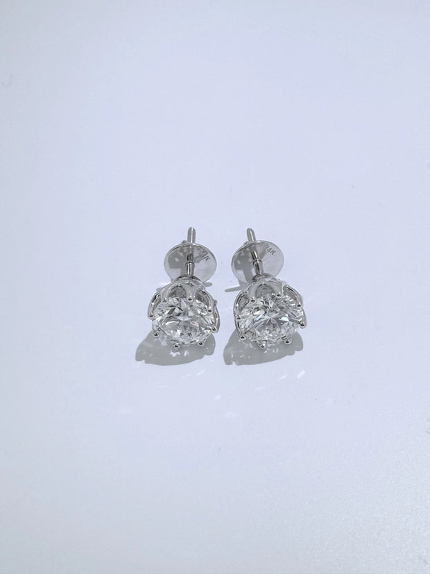 Eternal Brilliance 2.00 Ct Lab-Grown Diamond Round Studs in 14K White Gold