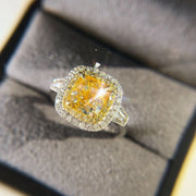 Lab-Grown Fancy Vivid Yellow Diamond Ring 14K White Gold 3.20 CTW