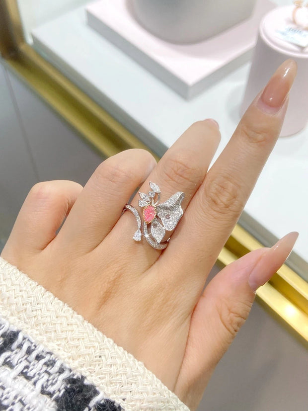 0.25 CT Lab-Grown Fancy Vivid Pink Diamond Ring in White Gold