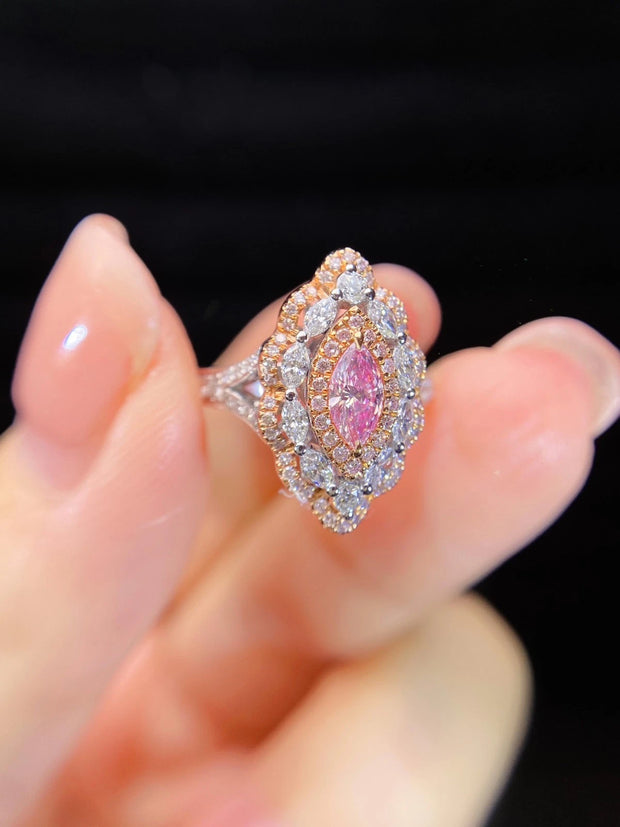 Lab-Grown Marquise Pink Diamond Ring 0.25 CT in 14K White Gold