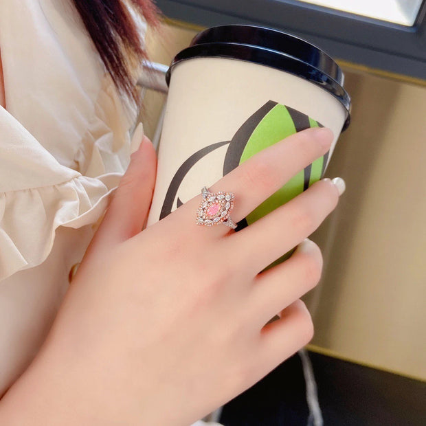 Lab-Grown Marquise Pink Diamond Ring 0.25 CT in 14K White Gold