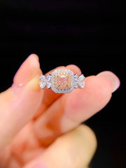 Lab-Grown Fancy Pink Cushion Diamond Ring 0.25 CT 14K White Gold