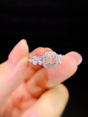 Lab-Grown Fancy Pink Cushion Diamond Ring 0.25 CT 14K White Gold