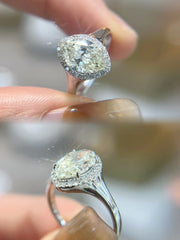 Elegant Lab-Grown Pear Diamond Ring 1 CT in 14K White Gold