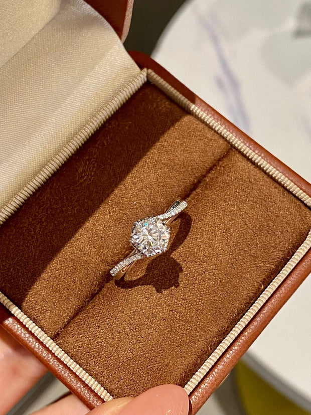 Twist of Brilliance Lab-Grown Diamond Ring 14K White Gold – 1.5 CTW Round