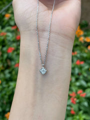 New 0.29 CT Princess-Cut Diamond Pendant Necklace D-E VS1-VVS2 in 14K White Gold