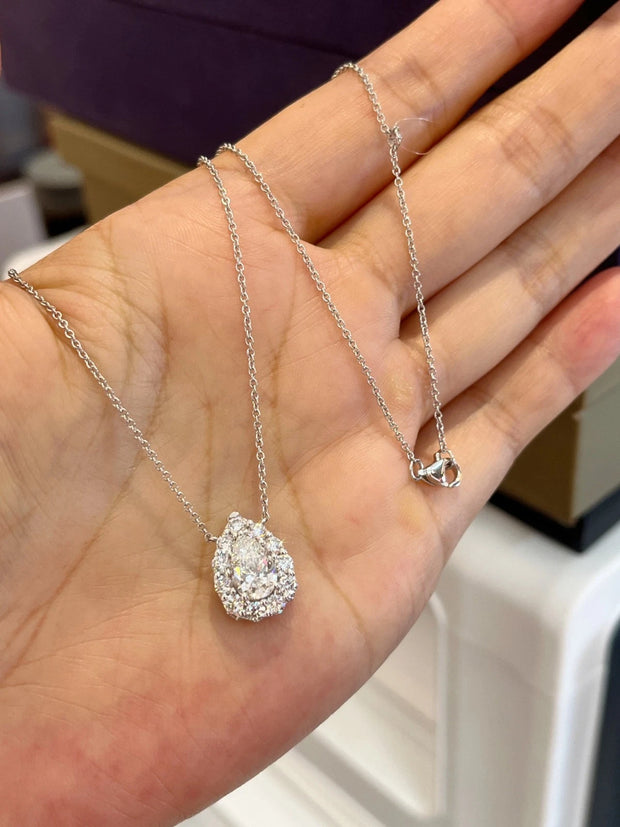 14K White Gold Lab-Grown Diamond Teardrop Pendant – 1.00 CTW D VVS2