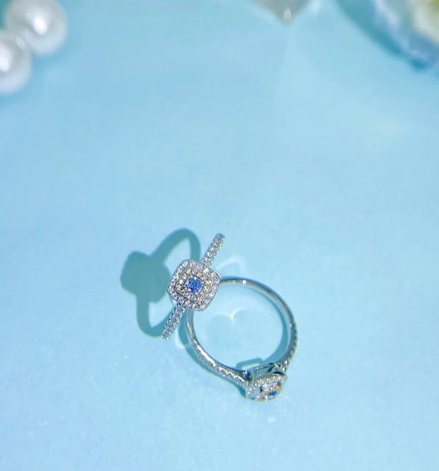 Fancy Intense Blue Diamond Ring 0.31 CTW Round-Cut 14K White Gold