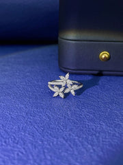 Lab-Grown Three-Flower Marquise Diamond Ring 0.47 CTW 14k White Gold