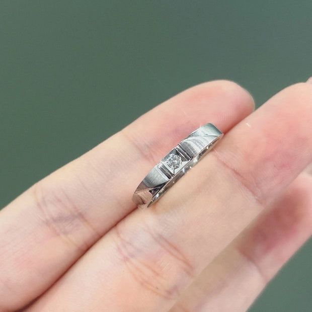 Minimalist Men’s Ring with 0.05 CTW Lab Grown Diamond in 14K White Gold